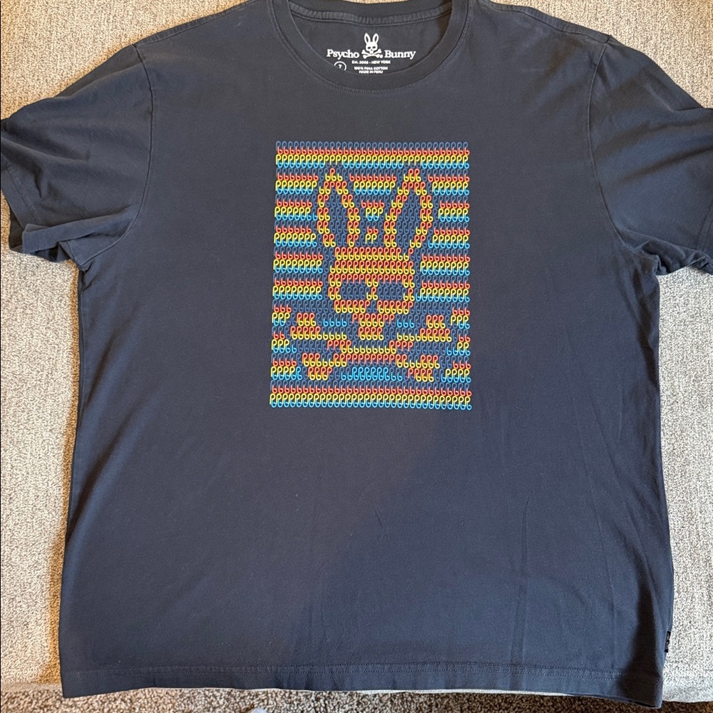 Psycho Bunny Men's Dark Blue Graphic Tee